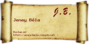 Jeney Béla névjegykártya